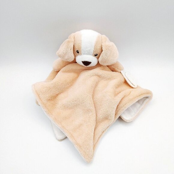 Carter's Tan White Plush Puppy Dog Pacifier Holder Security Blanket Lovey - Picture 1 of 5